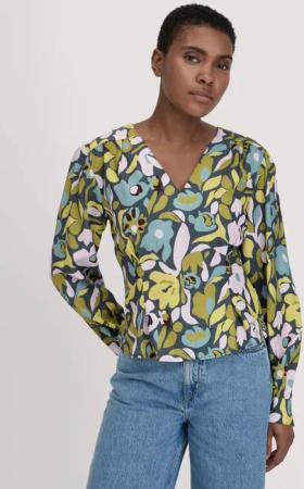 hessnatur Damen Bluse Regular aus LENZING™ ECOVERO™ Viskose - blau - Größe 36