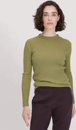 hessnatur Damen Strick Pullover Fitted aus TENCEL™ Lyocell mit Bio-Baumwolle - grün - Größe M