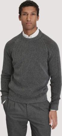 hessnatur Herren Strick Pullover Regular aus Bio-Baumwolle mit Bio-Merinowolle - grau - Größe L
