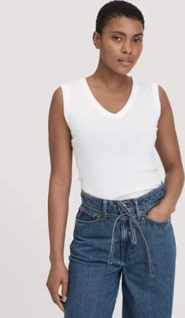 hessnatur Damen Softrib Top Fitted aus Bio-Baumwolle und TENCEL™ Modal - weiß - Größe 38