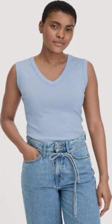 hessnatur Damen Softrib Top Fitted aus Bio-Baumwolle und TENCEL™ Modal - blau - Größe 46