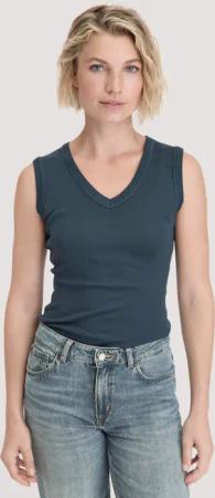 hessnatur Damen Softrib Top Fitted aus Bio-Baumwolle und TENCEL™ Modal - blau - Größe 38