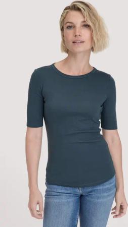 hessnatur Damen Softrib T-Shirt Fitted aus Bio-Baumwolle und TENCEL™ Modal - blau - Größe 48