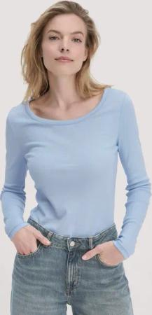 hessnatur Damen Softrib Longsleeve Fitted aus Bio-Baumwolle und TENCEL™ Modal - blau - Größe 38