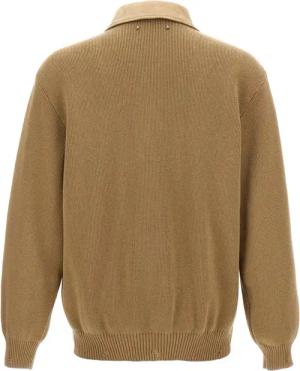 Golden Goose - Lederjacke mit Ärmeln und Rücken aus Wollmischun - Größe 50 - beige