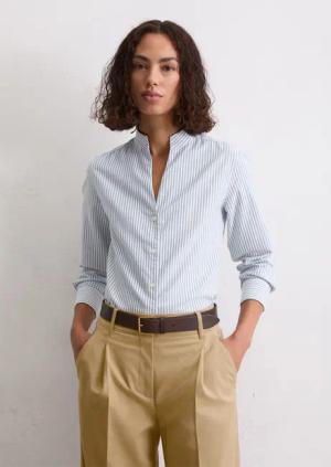 Gestreifte Stehkragen-Bluse regular
