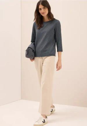 Cecil Damen Two Tone Strukturshirt in Blau, Gr: M
