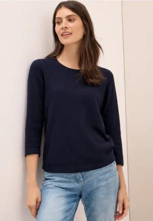 Cecil Damen Rundhals Strickpullover in Blau, Gr: XXL