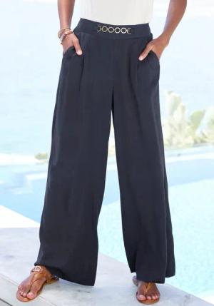 Vivance Palazzohose mit Zierkette, Bundfaltenhosen, Schlupfhose,
