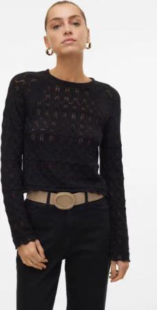 Vero Moda Rundhalspullover (1-tlg) Lochmuster