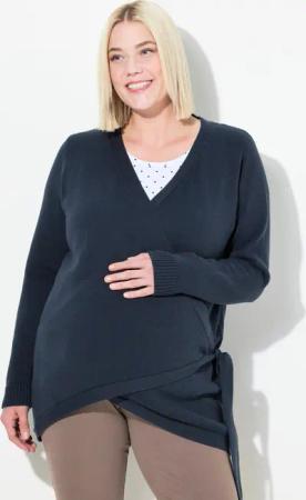 Ulla Popken Strickpullover Bellieva Pullover Wickelfunktion