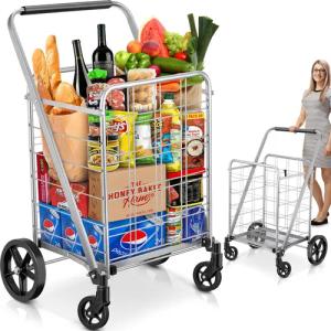 POPOLIC Einkaufstrolley flach zusammenklappbarer Einkaufswagen mit