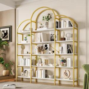 Merax Bücherregal in Gold-Weiß mit Wolkenform,