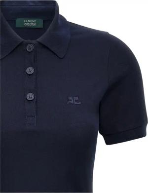 Courrèges - A-Line Piqué Cotton Polo Dress - Größe S - blau
