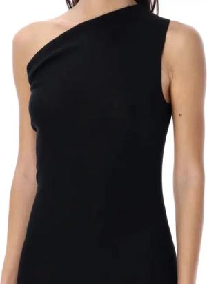 Rick Owens - One-Shoulder Rib Knit Dress With Playful Side Vent - Größe M - schwarz