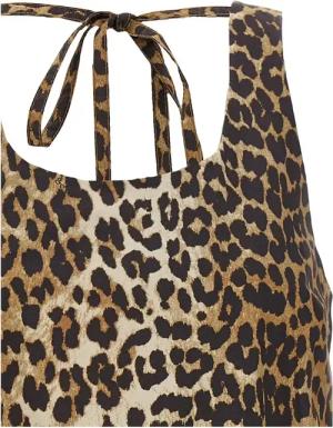 GANNI - Leopard Cotton Poplin Mini' Dress - Größe 36 - braun