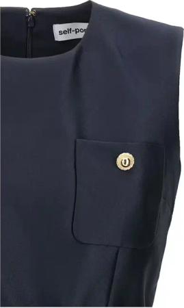 self-portrait - Navy Taffeta Mini' Dress - Größe 8 - blau