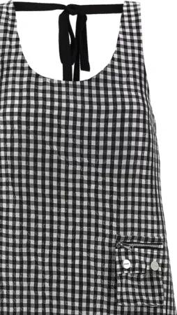 GANNI - Crinkled Check Long' Dress - Größe 38 - schwarz