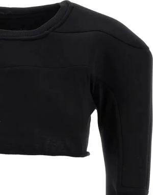 Rick Owens - Cropped Black Scuba-Insert Sweater - Größe S - schwarz