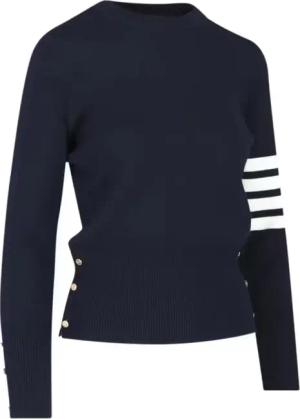 Thom Browne - Crewneck Sweater With Signature '4-Bar' Detail - Größe 38 - blau