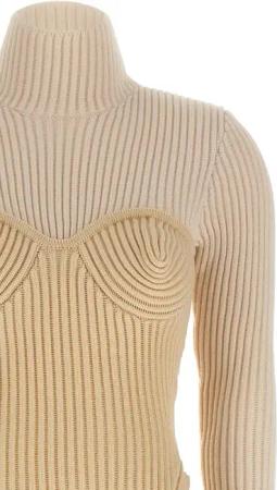 Jean Paul Gaultier - Ribbed Merino Wool Corset Dress - Größe S - beige