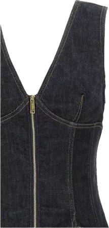 self-portrait - Indigo Denim Midi' Dress - Größe 8 - blau