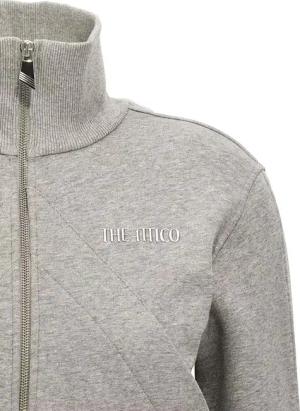 The Attico - Cropped Grey Sweatshirt With Embossed Logo - Größe 42 - grau