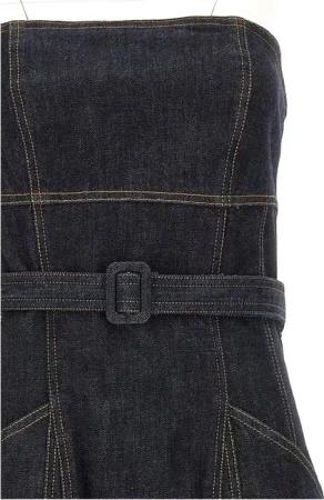 self-portrait - Indigo Denim Bandeau Midi Dress' Dress - Größe 8 - blau