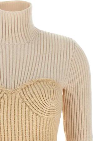 Jean Paul Gaultier - Ribbed Merino Wool Sweater - Größe XS - beige
