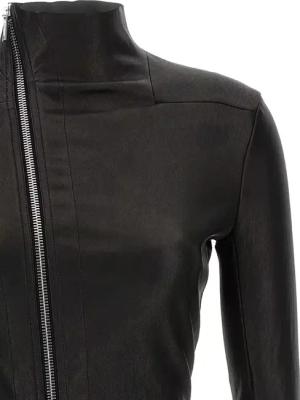 Rick Owens - Asymmetric Black Stretch Leather Jacket - Größe 46 - schwarz