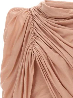 Rick Owens - Draped Neutral Cotton Crew Neck Top - Größe 42 - pink