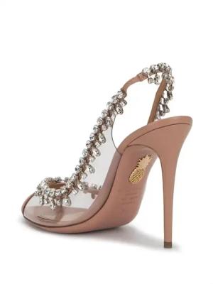 Aquazzura Sandalen - Temptation Crystal 105 Sandal - Gr. 41 (EU) - in Beige - für Damen