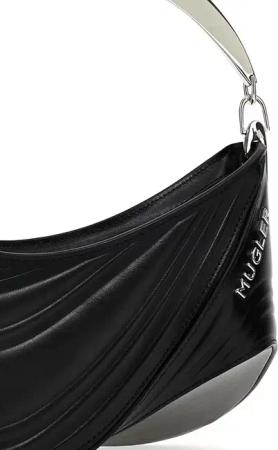 Mugler Hobo Bags - 'Small Embossed Spiral Curve 01' Handbag - Gr. unisize - in Schwarz - für Damen