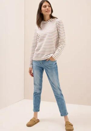Cecil Damen Gestreiftes Sweatshirt in Braun, Gr: 3XL