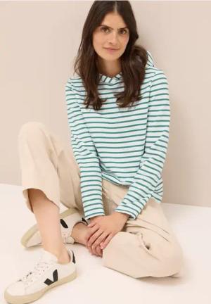Cecil Damen Gestreiftes Sweatshirt in Grün, Gr: XS