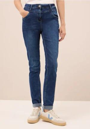 Cecil Damen Slim Fit Jeans in Blau, Gr: 33