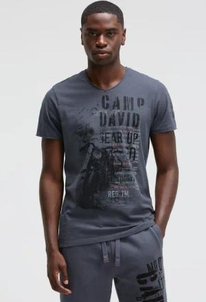 CAMP DAVID V-Shirt mit offenen Kanten