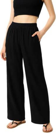 dy_mode Palazzohose Damen Sommer Palazzohose Schwarz