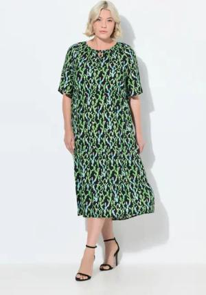 Ulla Popken Maxikleid Midikleid A-Linie Tunika-Ausschnitt