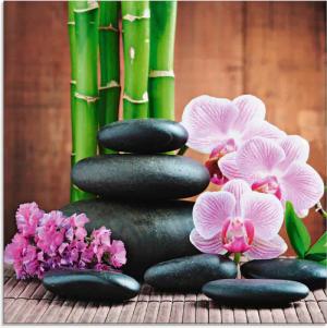 Artland Glasbild "Spa Konzept Zen Steinen Orchideen", Zen, (1 St.), in verschiedenen Größen