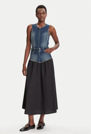 Desigual Jeanskleid Poplin 25WWVD03 Dunkelblau Regular Fit