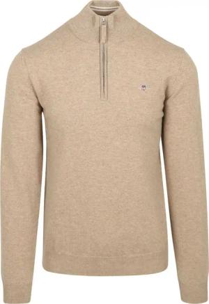 Gant Halfzip-Wollpullover Logo Beige - Größe L