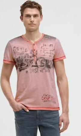 CAMP DAVID Henleyshirt, mit offener Kante am Ausschnitt