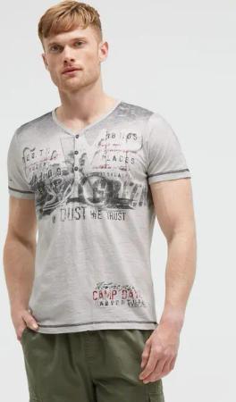 CAMP DAVID Henleyshirt, mit offener Kante am Ausschnitt