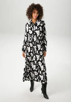 Aniston CASUAL Maxikleid, mit kontrastfarbigen Blumendruck - NEUE KOLLEKTION