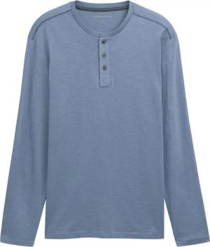 TOM TAILOR Herren Henley Langarmshirt aus Baumwolle, blau, Uni, Gr. XXL