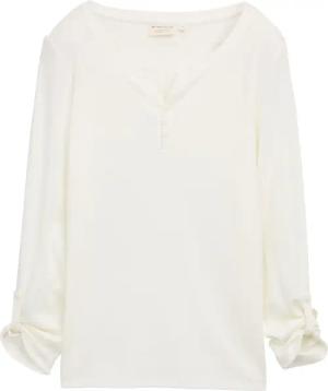 TOM TAILOR Damen Langarmshirt mit Turn-Up-Funktion, weiß, Uni, Gr. XL