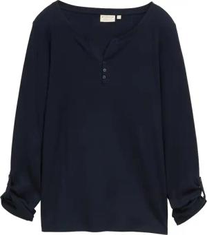 TOM TAILOR Damen Langarmshirt mit Turn-Up-Funktion, blau, Uni, Gr. L