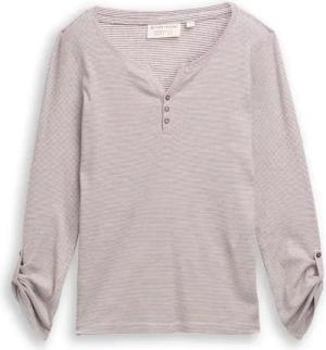 TOM TAILOR Damen Langarmshirt mit Turn-Up-Funktion, rot, Gestreift, Gr. XXL