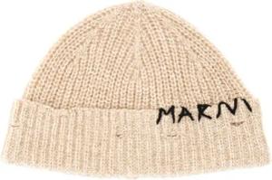 Marni Caps & Mützen - "Marni Mending" Embroidery Beanie Hat - Gr. S - in Beige - für Damen